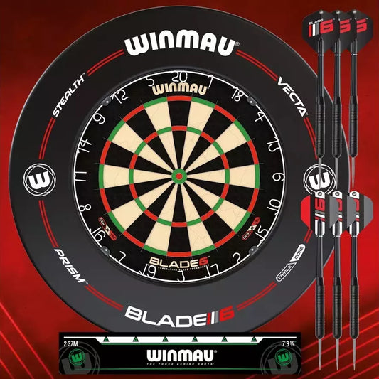 WINMAU - BLADE 6 & SURROUND SET - INC. 2 x DARTS & TOE LINE