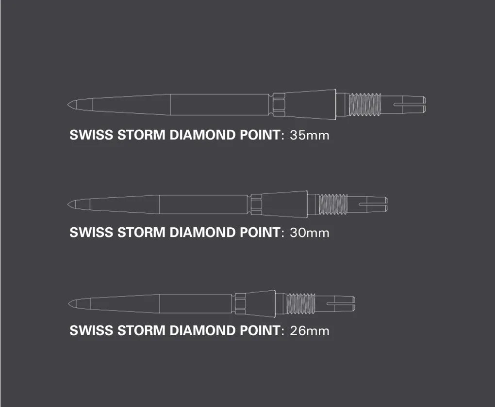 TARGET SWISS POINTS -  'STORM DIAMOND'  - REPLACEMENT/SPARE SWISS POINTS - 26mm/30mm/35mm