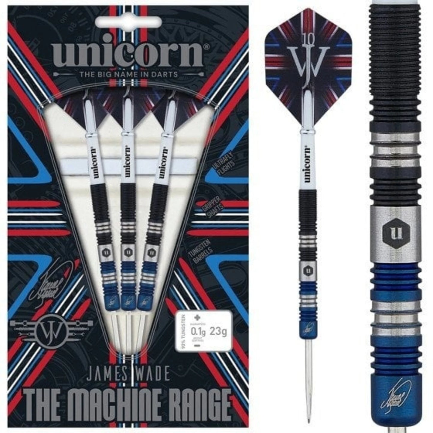 UNICORN - JAMES WADE - TWO TONE - STEEL TIP DARTS - 90% - 21g/23g/25g