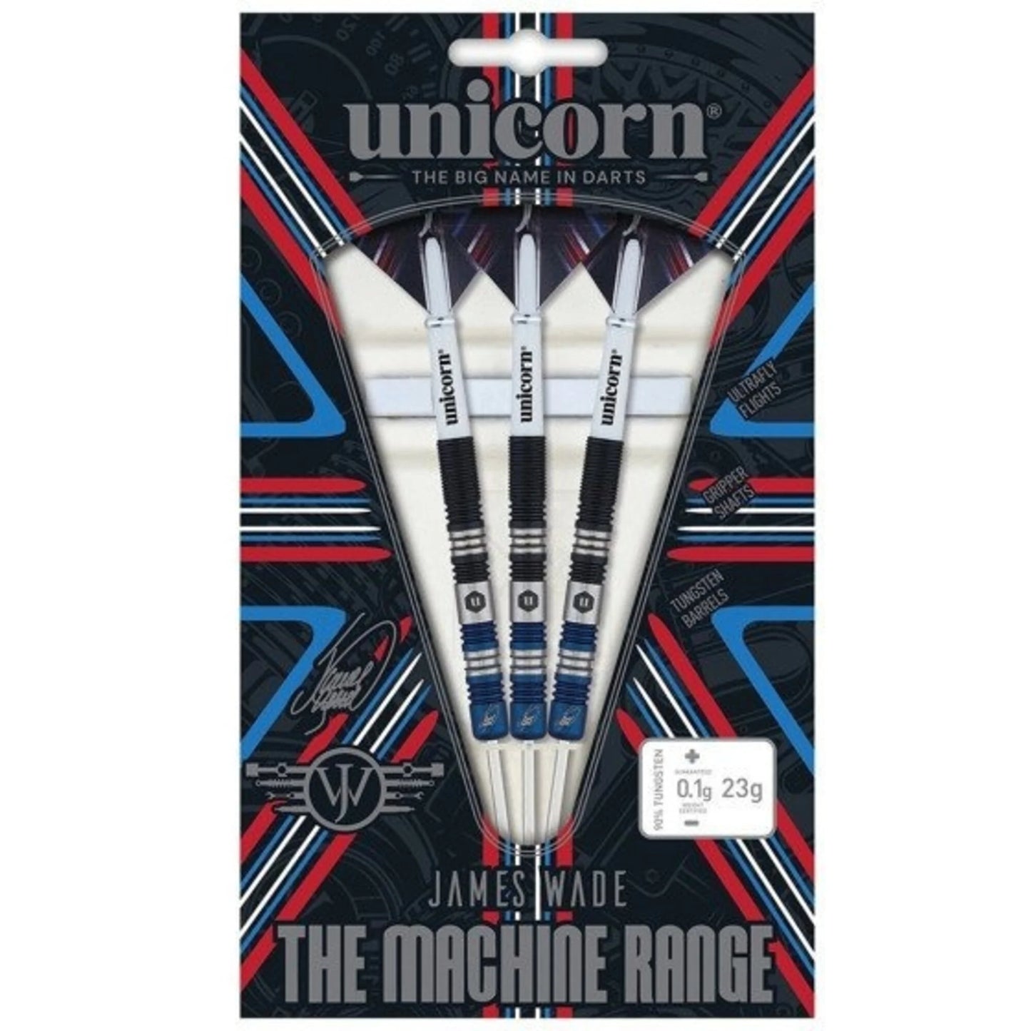 UNICORN - JAMES WADE - TWO TONE - STEEL TIP DARTS - 90% - 21g/23g/25g