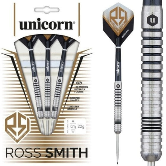 UNICORN - ROSS SMITH - SMUDGER - STEEL TIP DARTS - 80% - 22g/24g