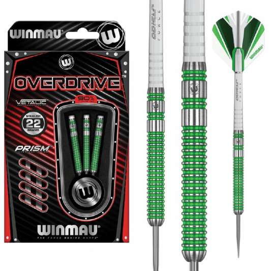 WINMAU - OVERDRIVE - STEEL TIP DARTS - 90% - 22g/23g/24g/25g