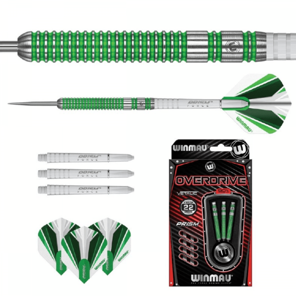 WINMAU - OVERDRIVE - STEEL TIP DARTS - 90% - 22g/23g/24g/25g