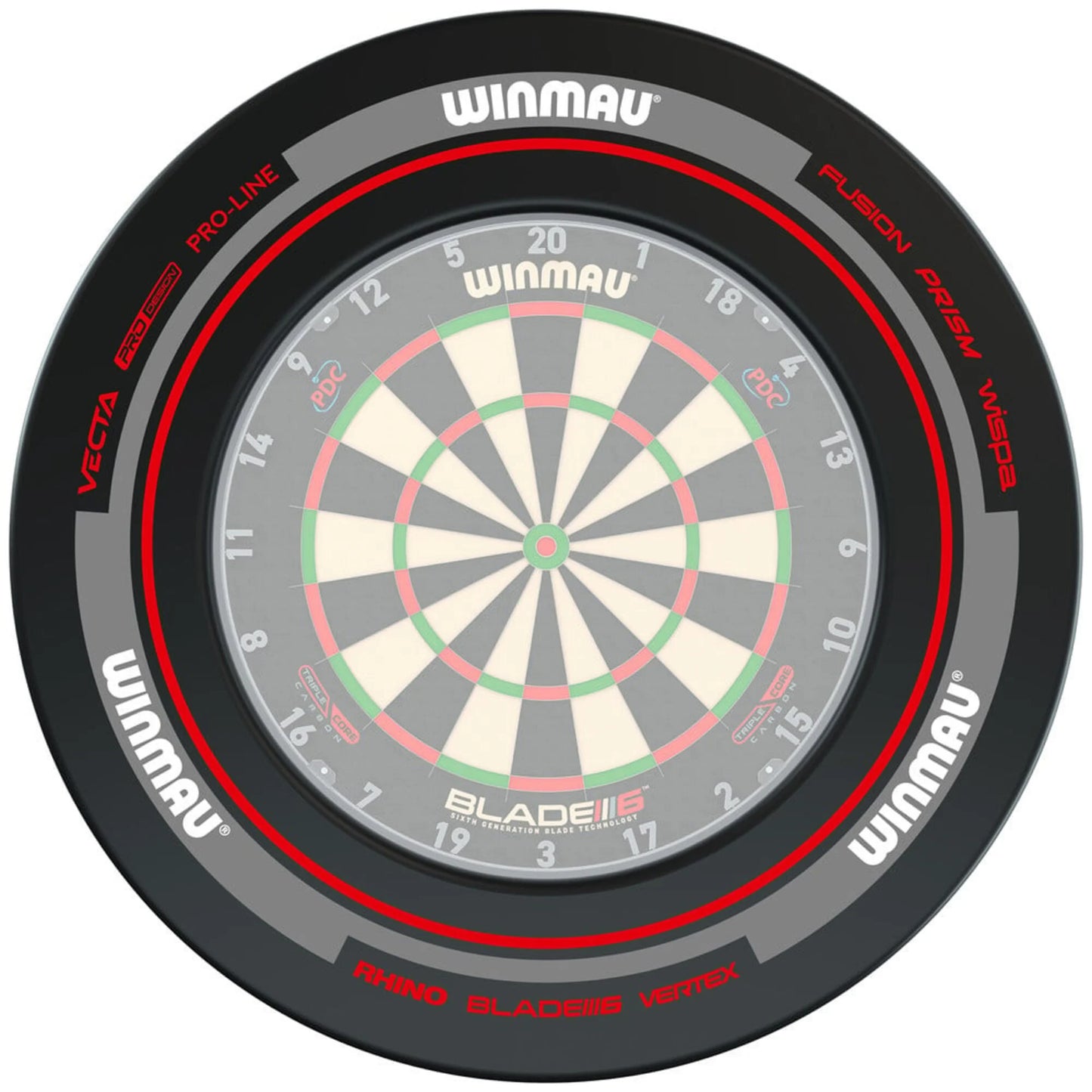 WINMAU - ADVANCE - DARTBOARD SURROUND BY WINMAU - BLACK/RED