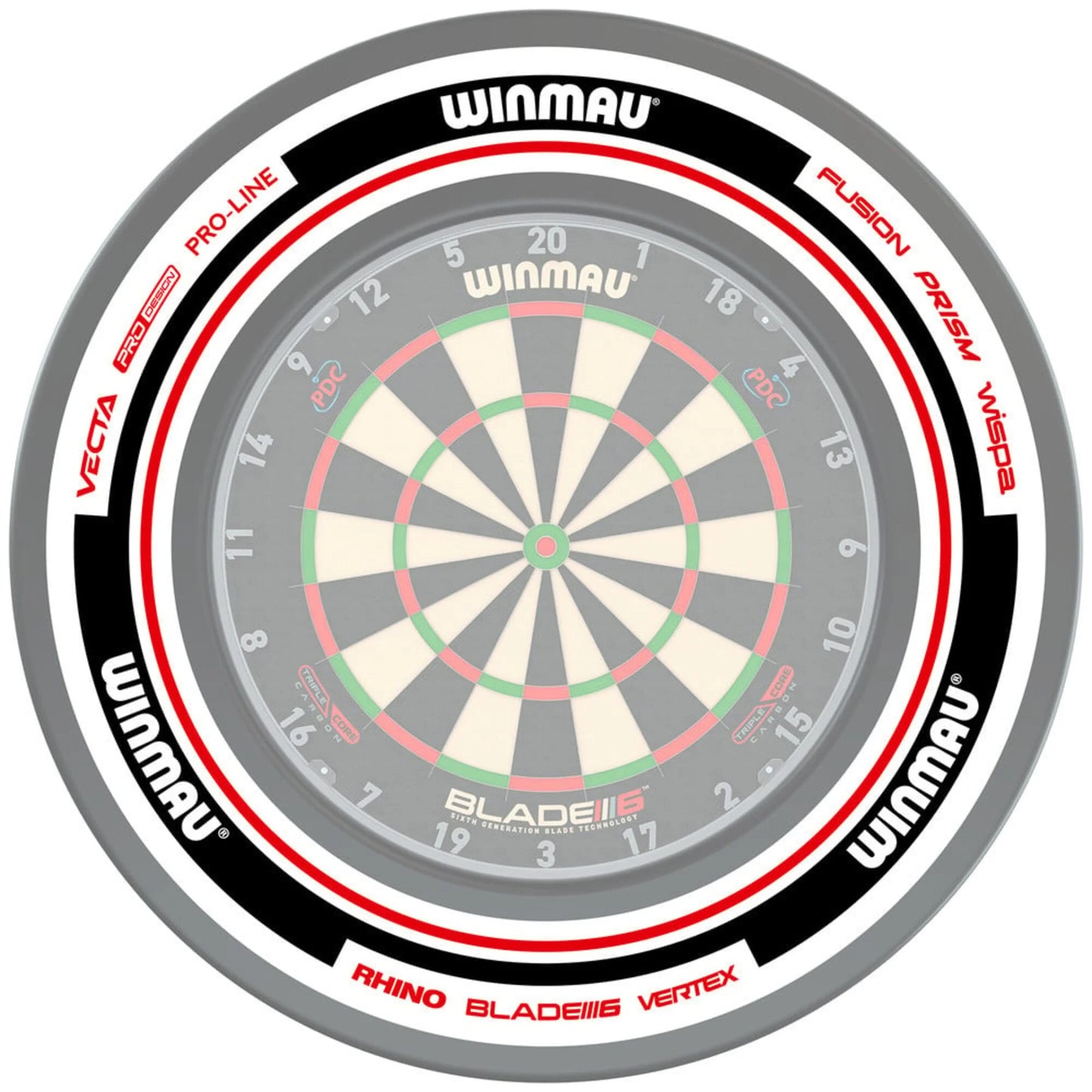 WINMAU - ADVANCE - DARTBOARD SURROUND BY WINMAU - WHITE/RED